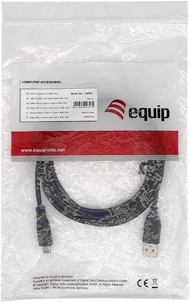 Kabelis USB Equip USB-A - USB-C 2 m Juodas (128885)