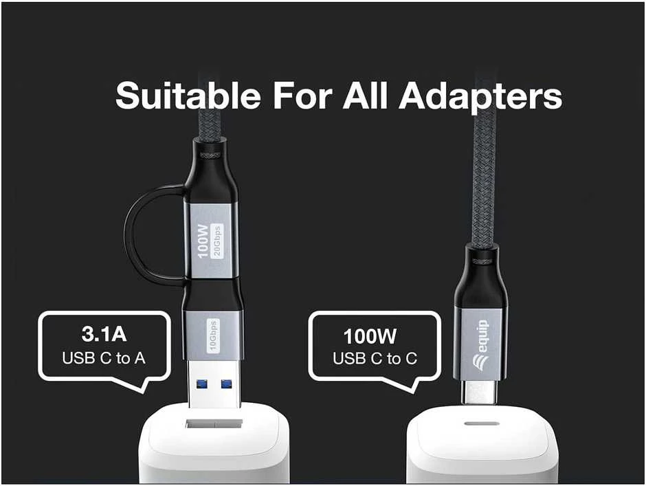 Equip Equip Kabelis USB-C 3.2 -> C/A St/St 1.00m 20Gbps juodas