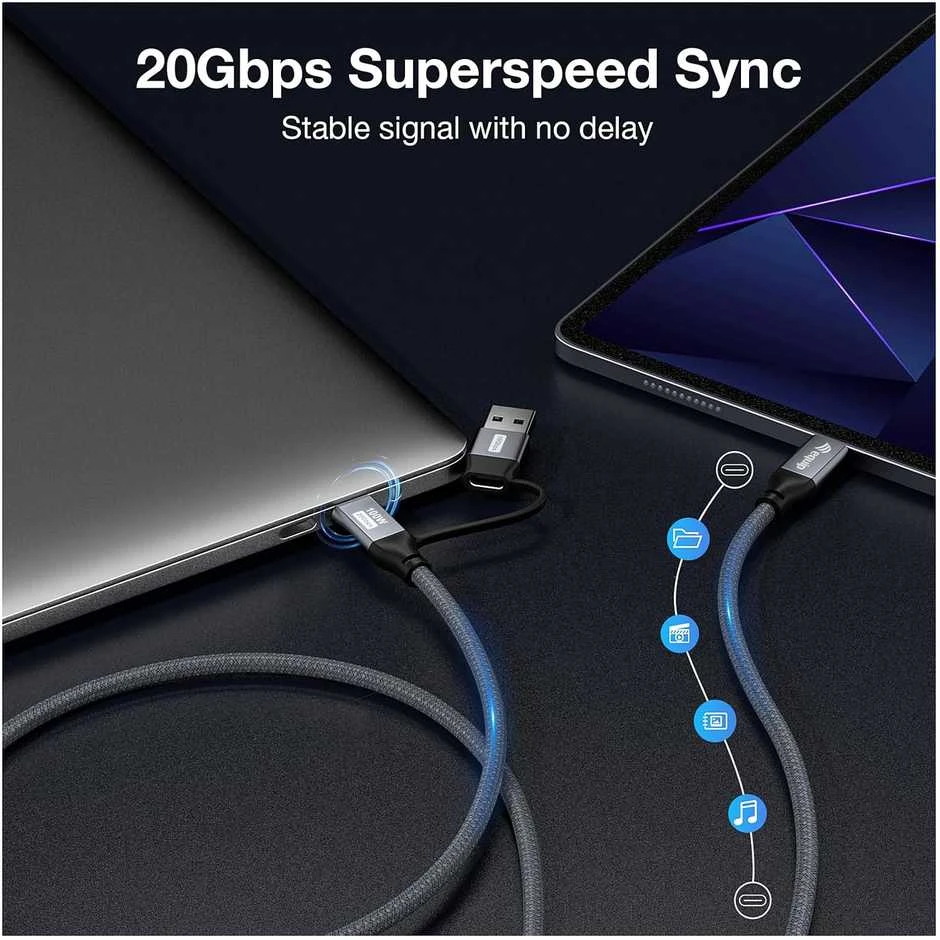 Equip Equip Kabelis USB-C 3.2 -> C/A St/St 1.00m 20Gbps juodas