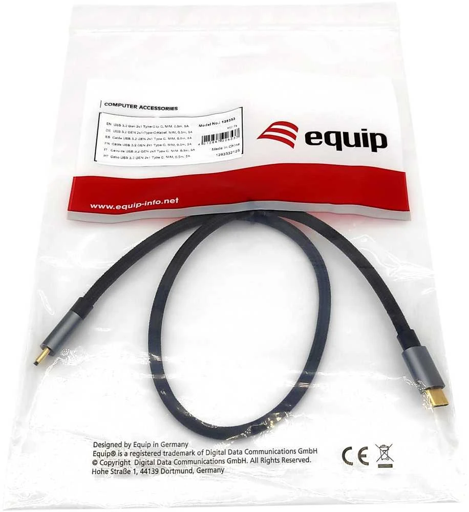Equip įrengti 128353 USB-Kabelis USB 3.2 C / C, St/St, 0,5 m, juodas