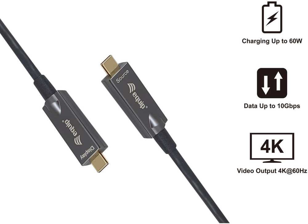 Equip 119462 USB kabelis USB 3.2 Gen 2 (3.1 Gen 2) 10 m USB C Juoda