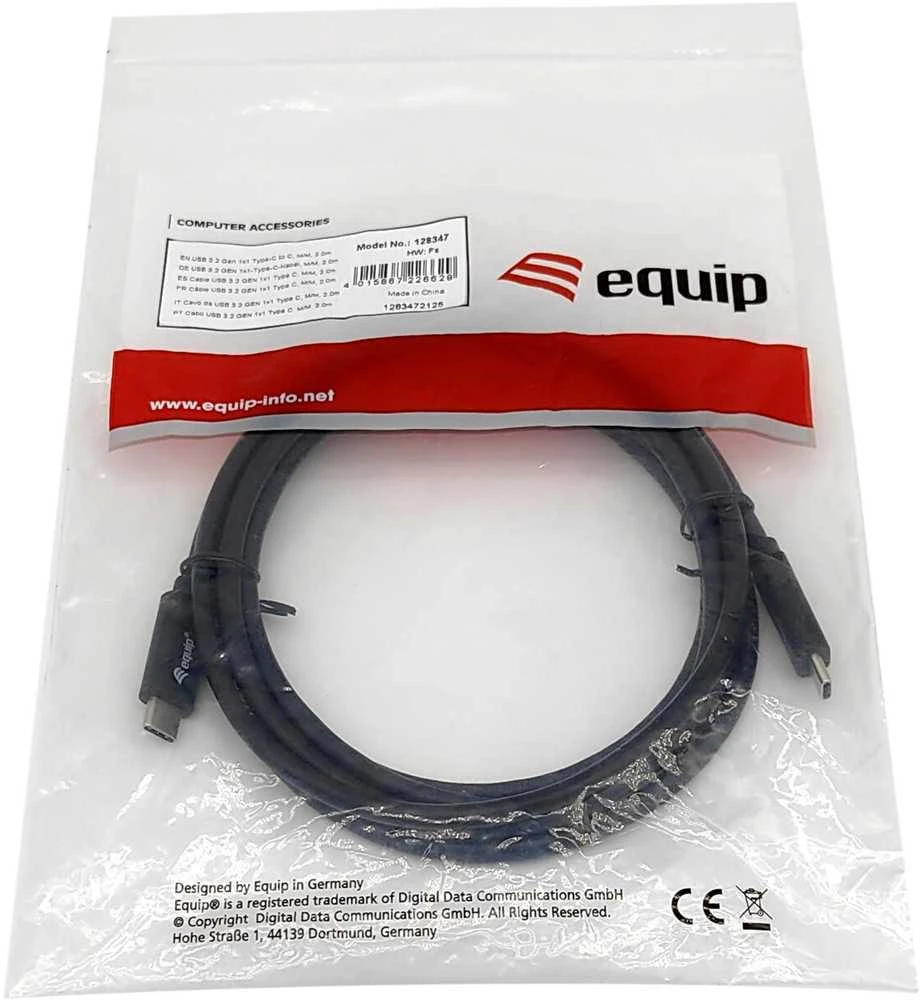 Kabelis USB Equip USB-C - USB-C 1 m Juodas (128346)