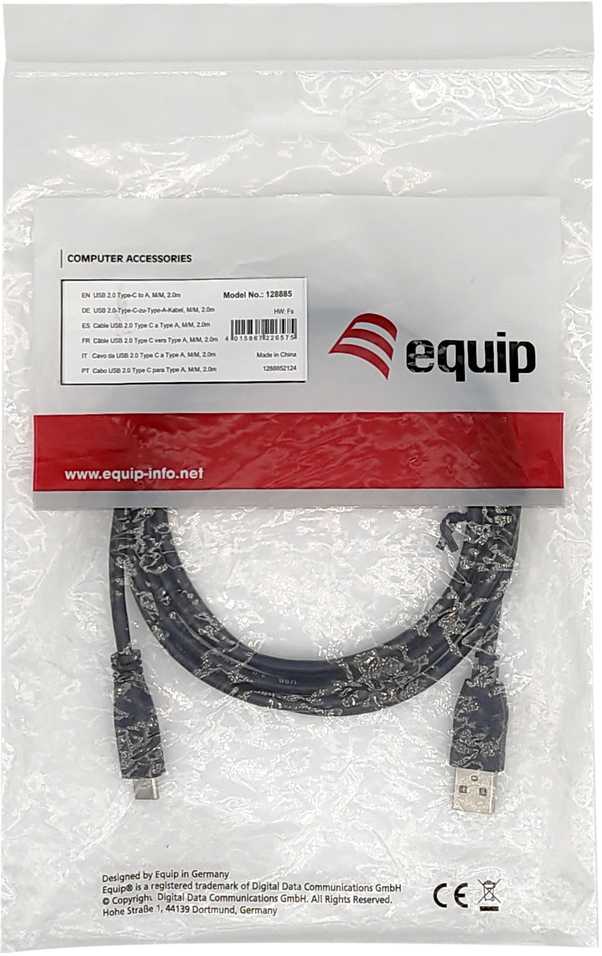 Equip Equip 128831 kabelis USB USB 2.0 0,5 m USB A USB C Juodas