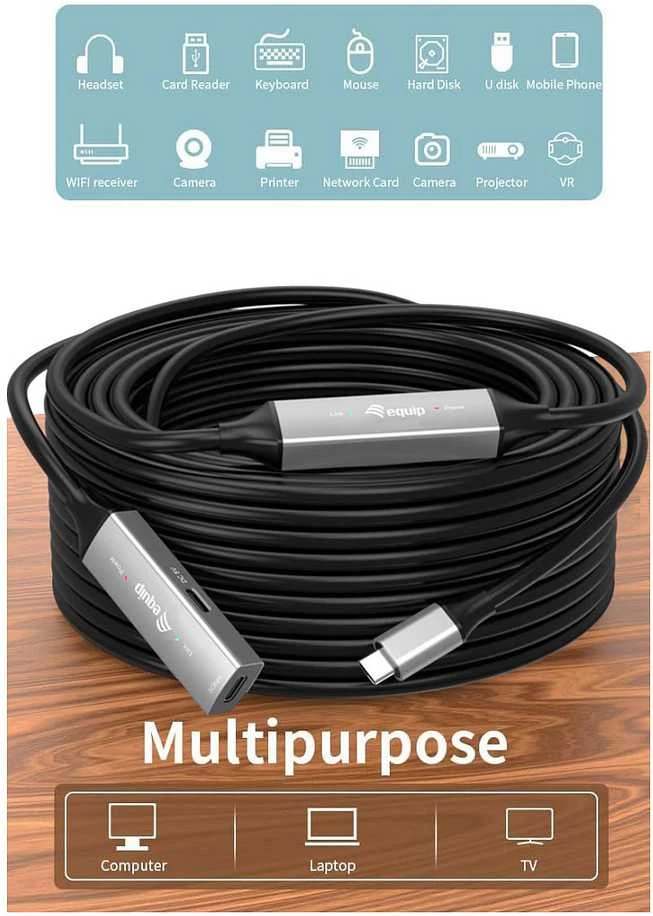 Equip 133357 USB kabelis USB 3.2 Gen 1 (3.1 Gen 1) 10 m USB C Juoda