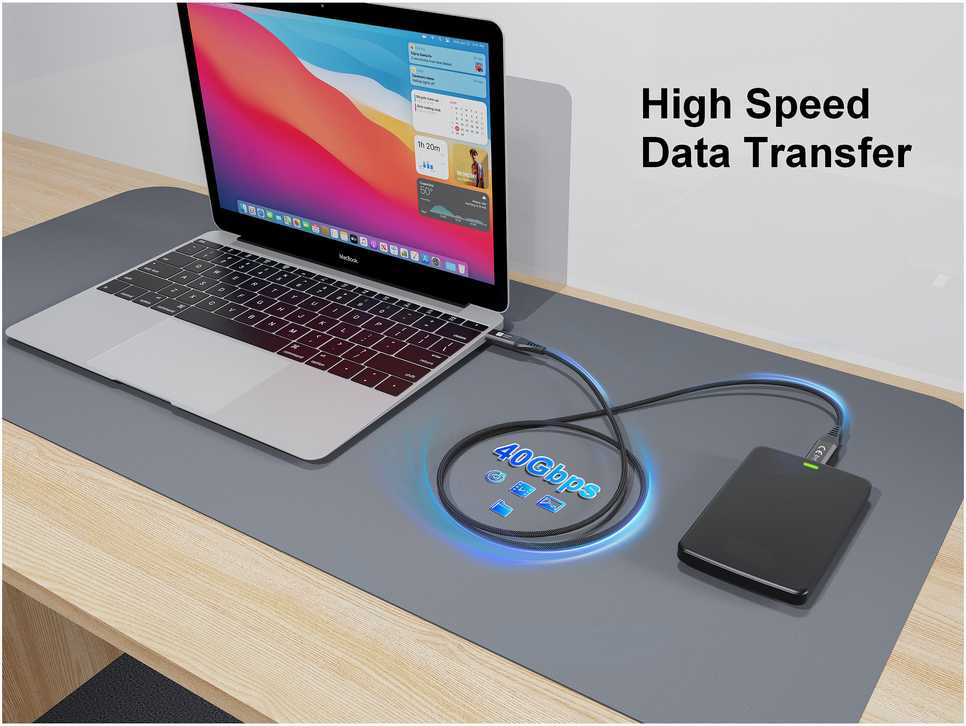 Equip Kabelis USB-C4.0->C Slim PD240W St/St 1.20m juodas