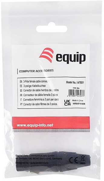 Equip Kabelinė jungtis 3-pin lizdas juoda