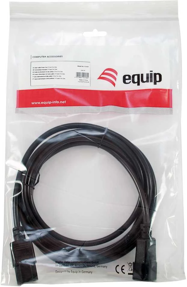 Equip Įranga Įrengti Kaltgeräteverl.-Kabelis maitinimo kabelis IEC C14 -> IEC C13 St/Bu 3m sw