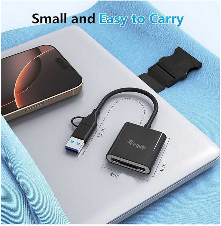 Skaitytuvas Equip Equip 245461 czytnik kart USB 3.2 Gen 2 (3.1 Gen 2) Type-C Juodas