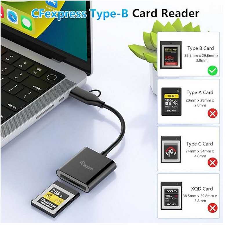 Skaitytuvas Equip Equip 245461 czytnik kart USB 3.2 Gen 2 (3.1 Gen 2) Type-C Juodas