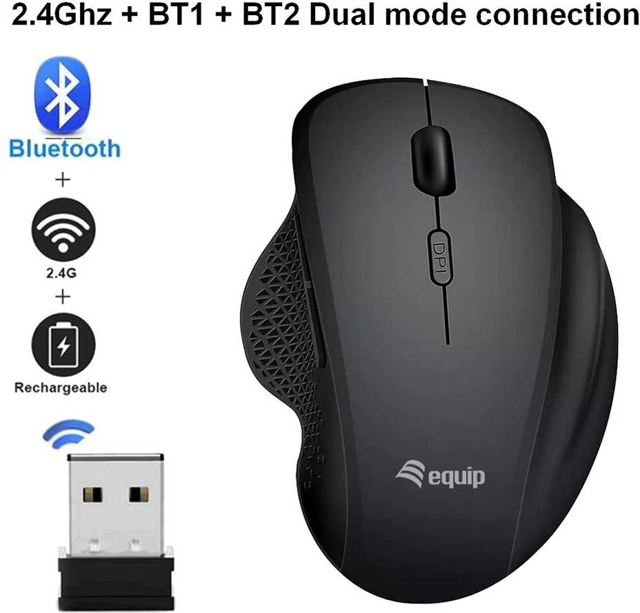 Pelė Equip Komfortmaus Wireless Dual Mode 6Btn Prawa Juodas (245121)