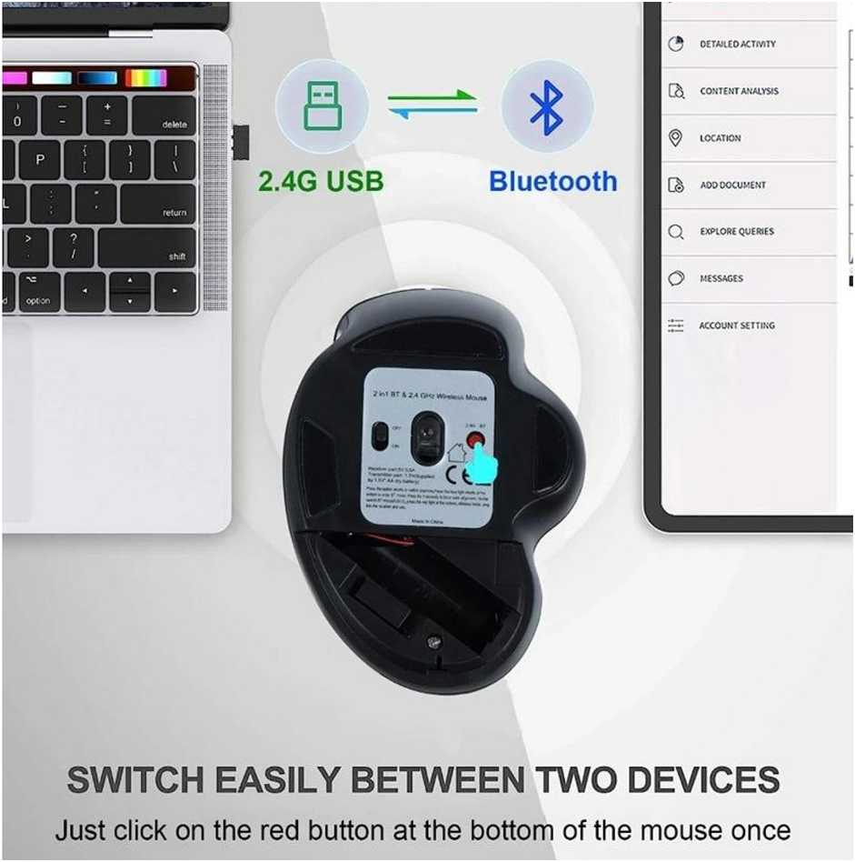 Pelė Equip Komfortmaus Wireless Dual Mode 6Btn Prawa Juodas (245121)