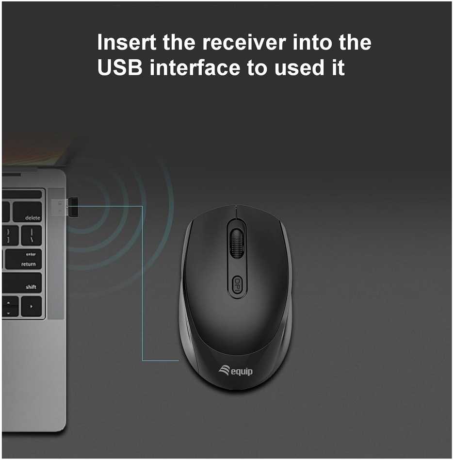 Pelė Equip Wireless Dual Mode 4Btn L+R Juodas (245122)