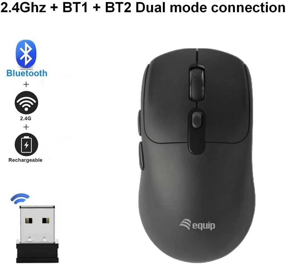 Pelė Equip Kompaktmaus Wireless Dual Mode 6Btn L+R juodas
