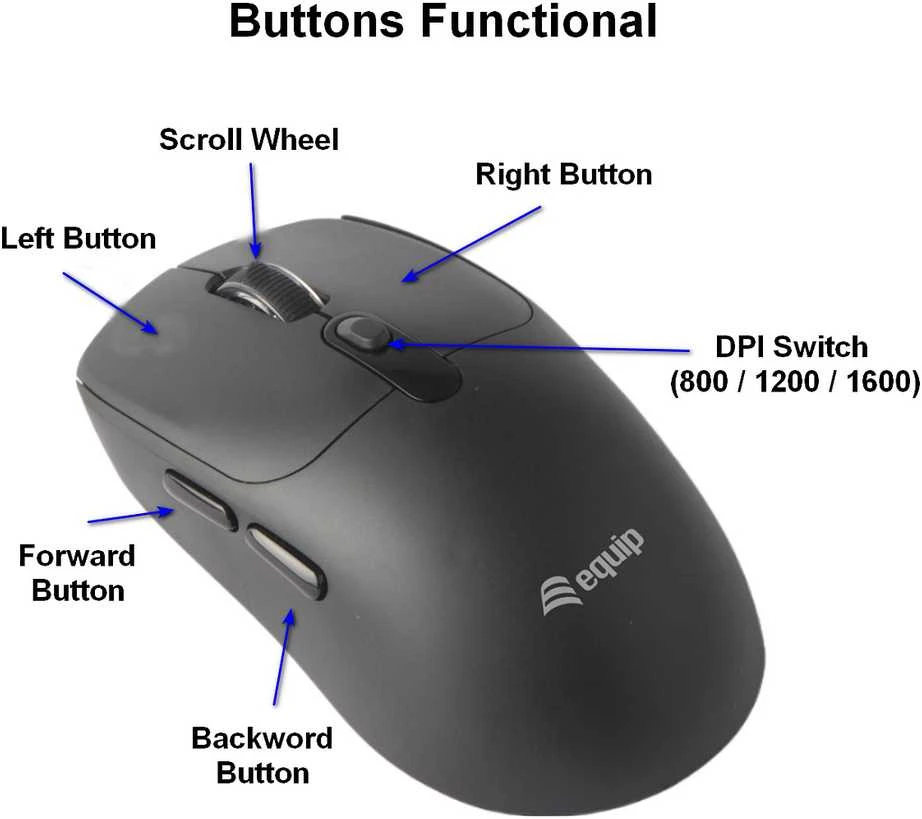 Pelė Equip Kompaktmaus Wireless Dual Mode 6Btn L+R juodas