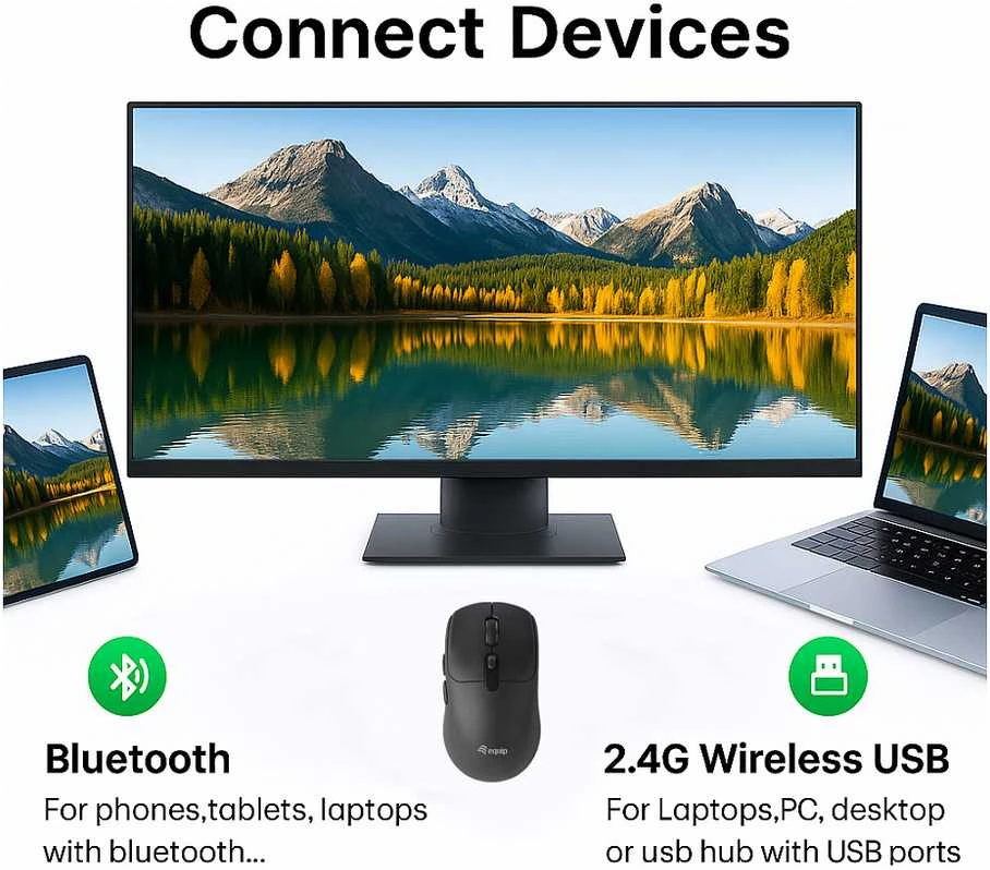 Pelė Equip Kompaktmaus Wireless Dual Mode 6Btn L+R juodas