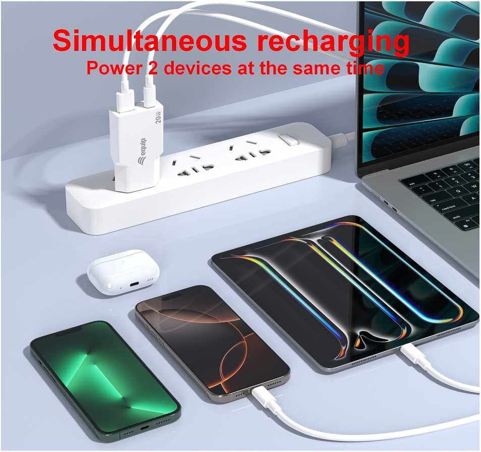 Įkroviklis Equip GaN Slim 1 USB-A 1 USB-C Baltas (245522)