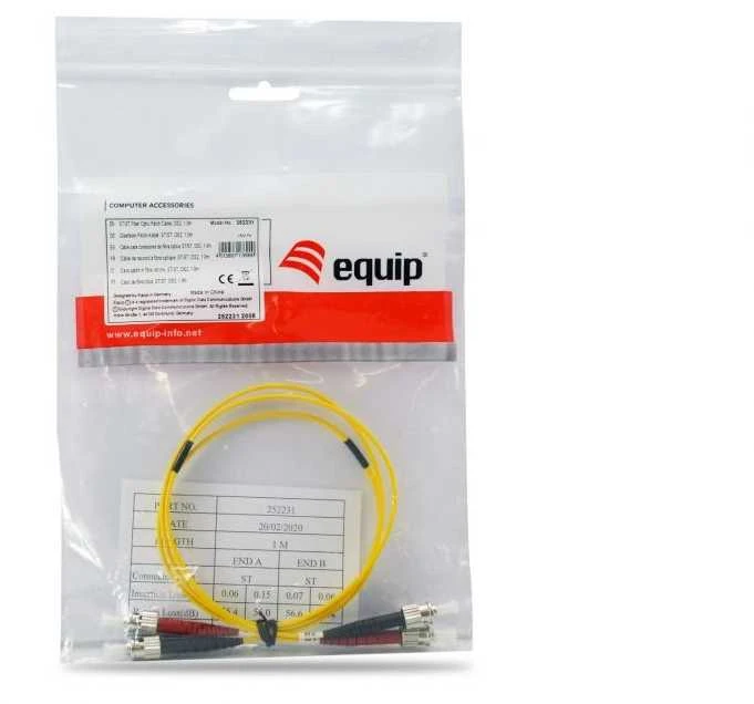 Equip Įrengti Fiber Optic Patchcord ST - ST Singlemode Duplex OS2, 1m, geltona (252231)