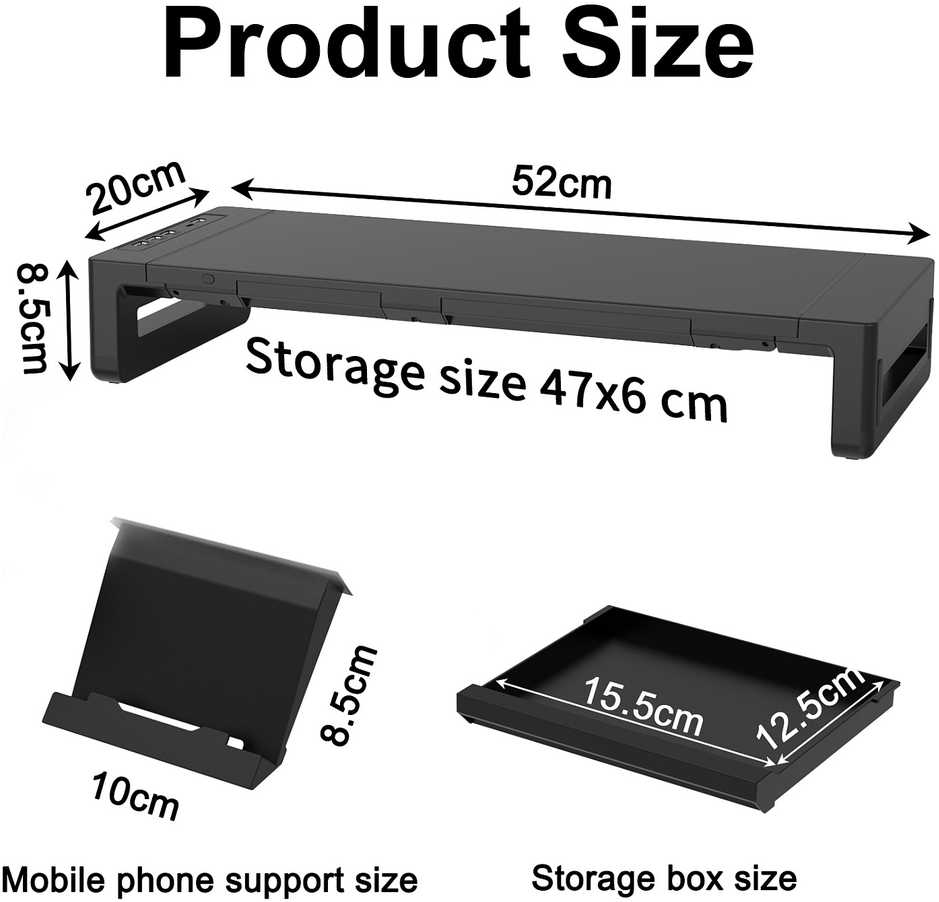 Laikiklis „Equip Juoda“ monitoriaus pakėlimo komplektas, 4xUSB-A/USB-C/+, 25 kg