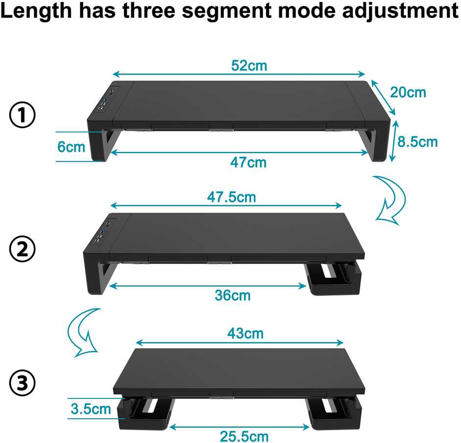 Laikiklis „Equip Juoda“ monitoriaus pakėlimo komplektas, 4xUSB-A/USB-C/+, 25 kg