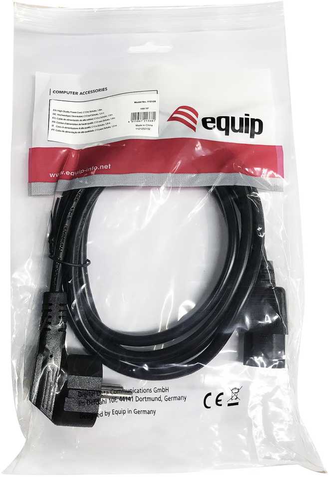 „Equip“ aukštos kokybės maitinimo laidas, C13 į Schuko, 1,8 m, C13 jungtis, CEE7/4