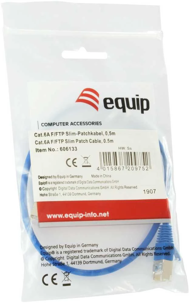 Equip Equip Patchkabel Cat6A S/FTP 2xRJ45 0.50m blau (SSTP) Slim