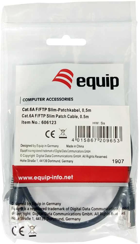 Equip Equip Patchkabel Cat6A S/FTP 2xRJ45 0.50m sw (SSTP) Slim