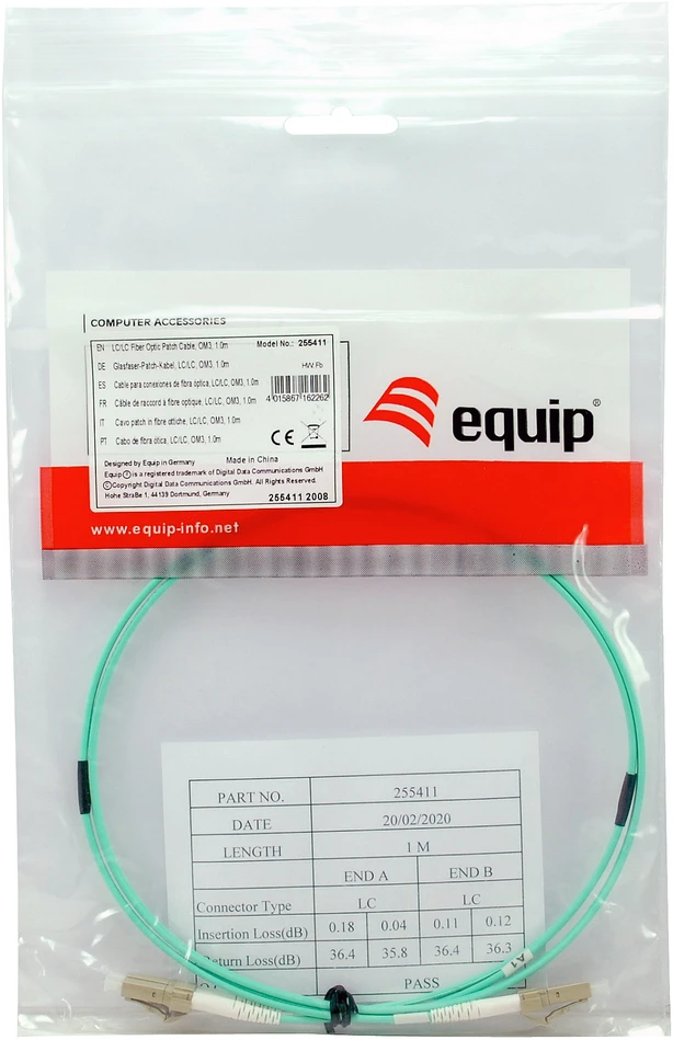 Equip 255422 „InfiniBand“ arba pluoštinis optinis kabelis 25 m LC Vandens spalva