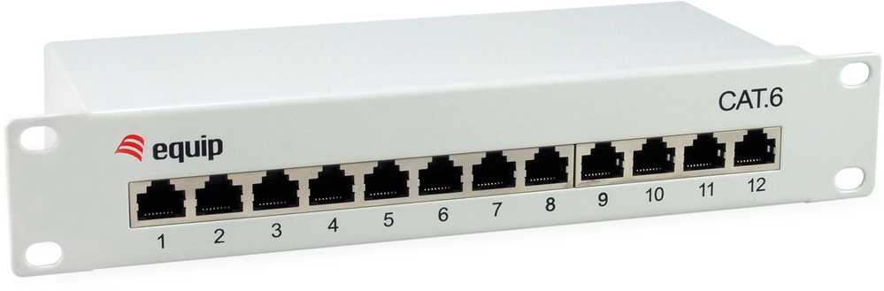 Įrengti Equip Patchpanel 12x RJ45 Cat6 10" FTP 1HE ISO/IEC hellgrau