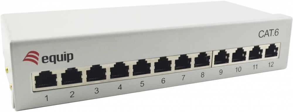„Equip“ komutacinis skydelis 12x RJ45 Cat6 FTP darbalaukio ISO/IEC, pilkos spalvos