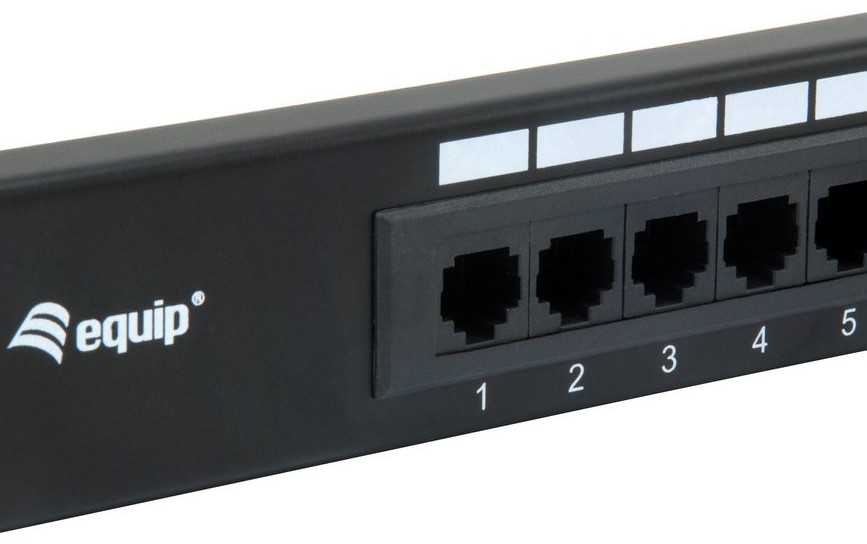 Equip Komutacinė panelė 16x RJ45 Cat5e 19" 1U neekranuota, juoda