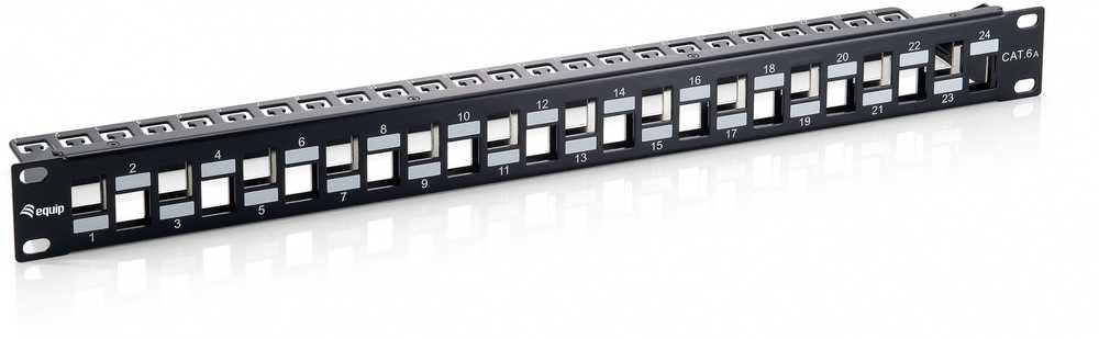 Organizer Equip Patchpanel 24x Cat6A 19'' FTP 1HE Keystone Montage sw
