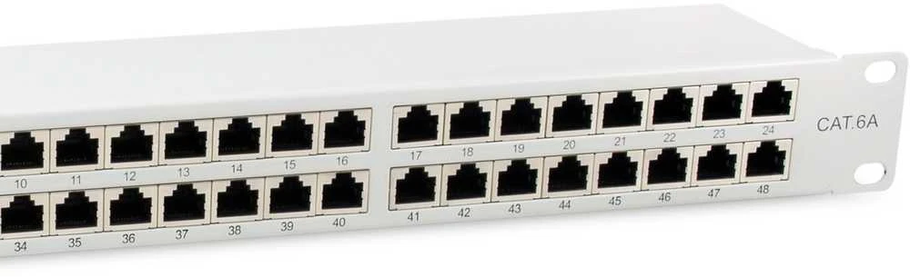 Equip Patchpanel 48x RJ45 Cat6A 19 FTP 1HE Premium hellgrau