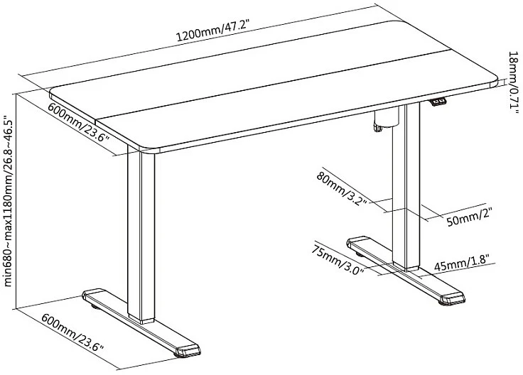 Biurko Equip Juoda 120 cm x 60 cm