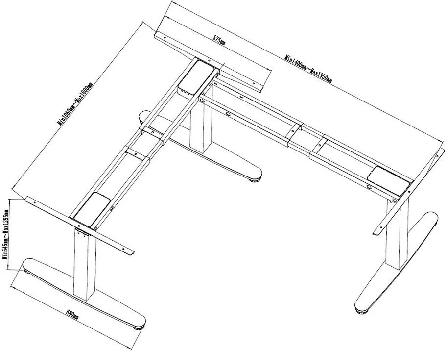 Equip Equip ERGO L-Form elek. Schreibtischrahmen Sitz-Steh baltas