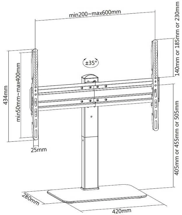 Equip 650612 televizoriaus laikiklis 177,8 cm (70″) Juoda