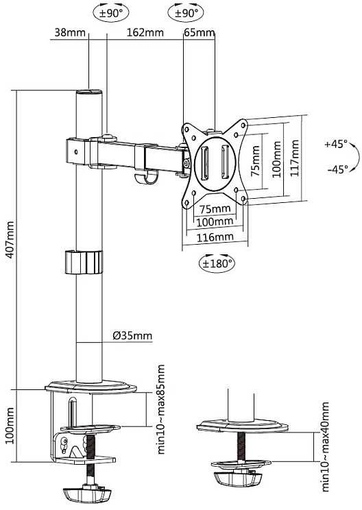 Equip Laikiklis biurkowy na monitorius 17" - 32" (650166)