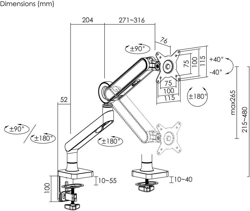 Equip 650185 monitoriaus laikiklis arba stovas 88,9 cm (35″) Stalas Balta