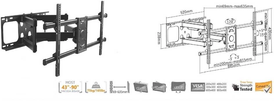 Laikiklis Equip Įrengti Laikiklio sieną 650324 37'' - 90''