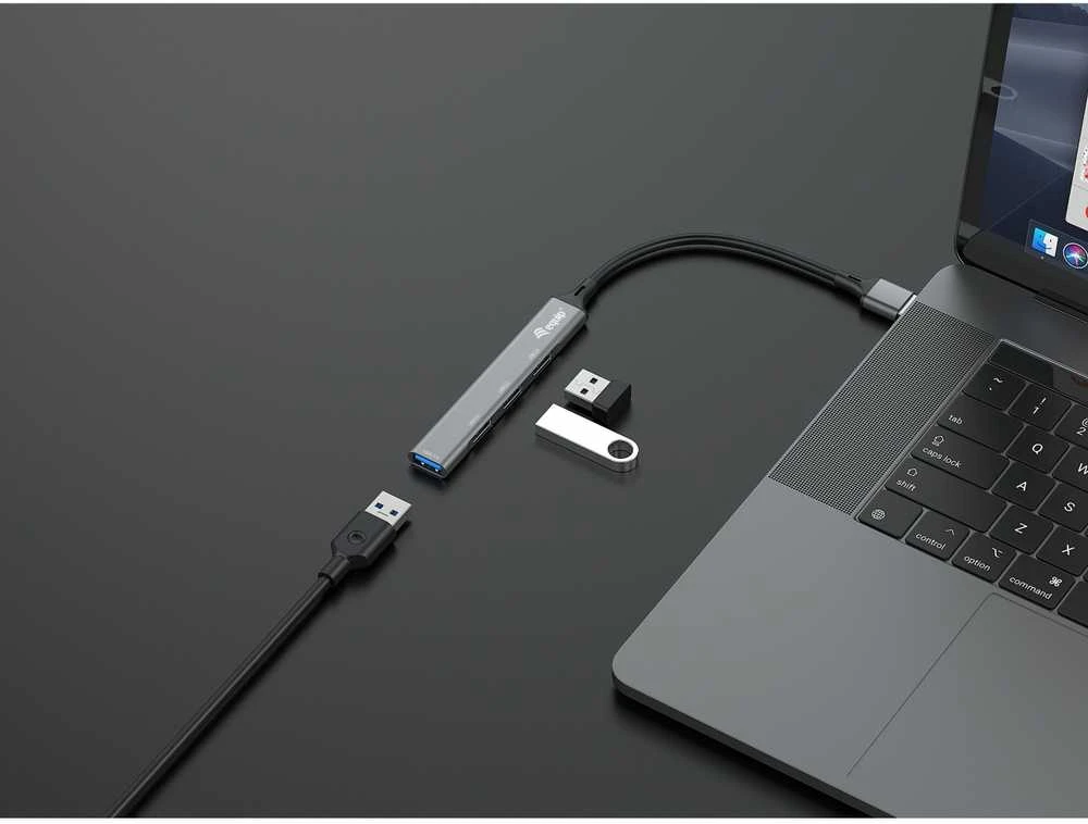 Equip 4-prievadų USB šakotuvas prijungtas prie kompiuterio