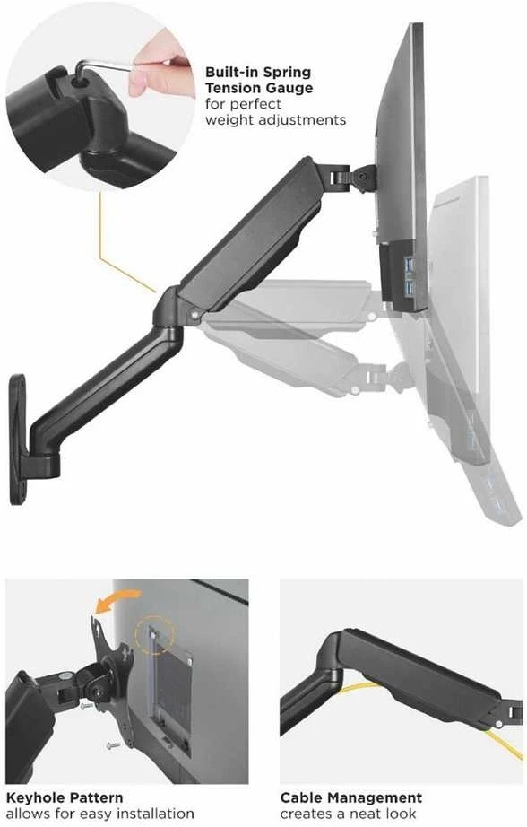 Sieninis laikiklis Equip 17"-32"/2TFT 180°GF 2Joints 9Kg sw lite mažmeninė prekyba