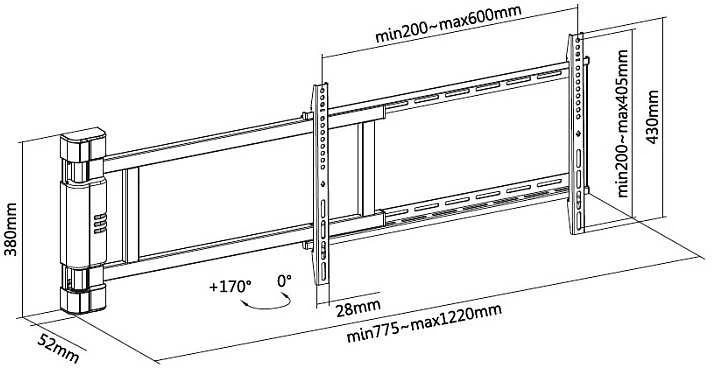 Equip Laikiklis ścienny 32''-75''/1TFT 50kg elektroninis sw