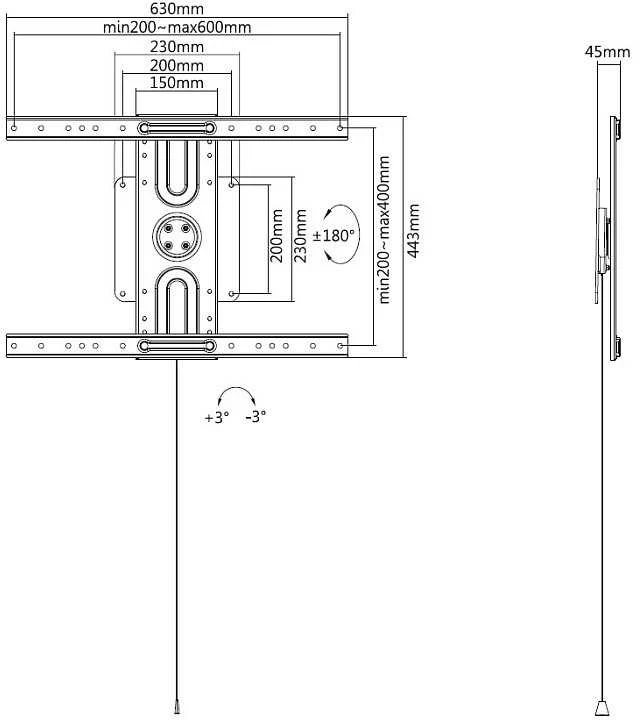 Equip 650331 televizoriaus laikiklis 2,03 m (80″) Juoda