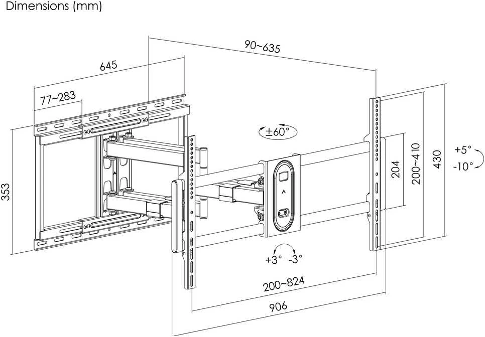 Equip 650348 televizoriaus laikiklis 2,54 m (100″) Juoda