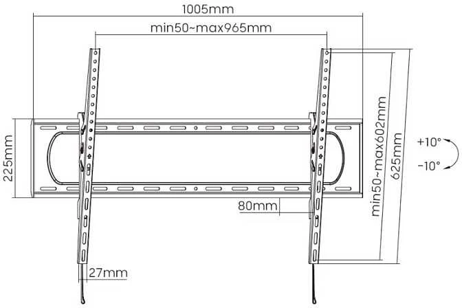 Equip 650339 televizoriaus laikiklis 3,05 m (120″) Juoda