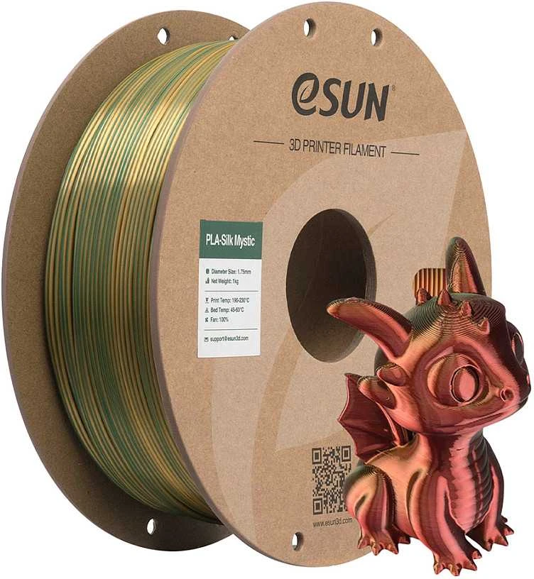 eSun EPLA-SILK MYSTIC plastikas 1kg 1.75mm - Gold/Raudona/Žalias