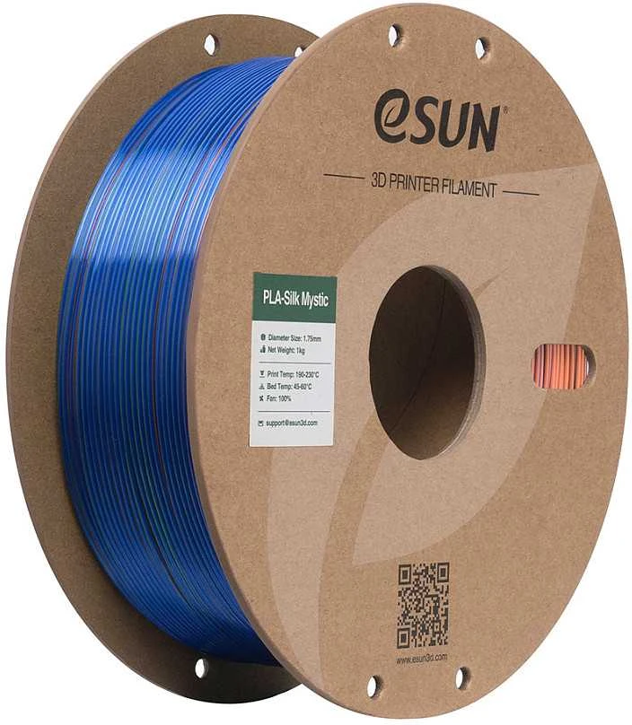 eSun ePLA-Silk Mystic - Triple Colors plastikas 1kg 1.75mm - Mėlyna/Oranžinis/Žalias