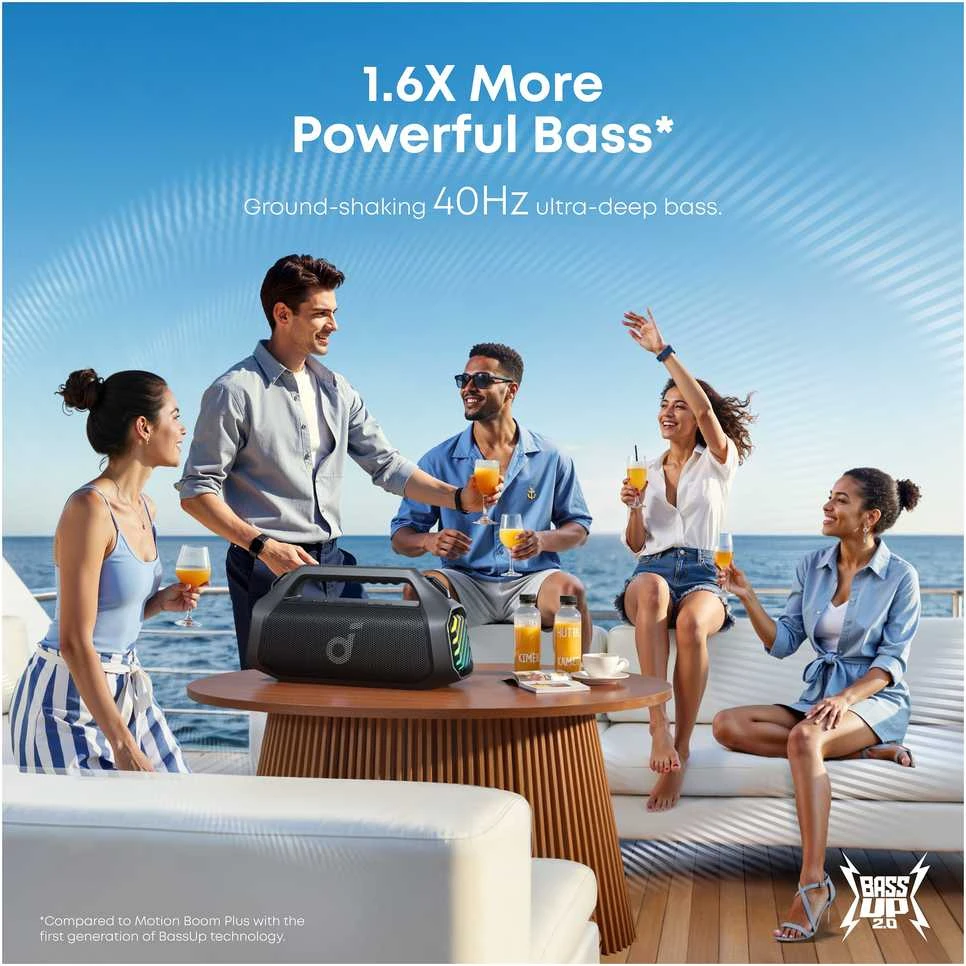 Anker Soundcore Boom 2 Pro tragbarer Bluetooth kolonėlė, Juodas, Kabellos, 140W, A3134A11