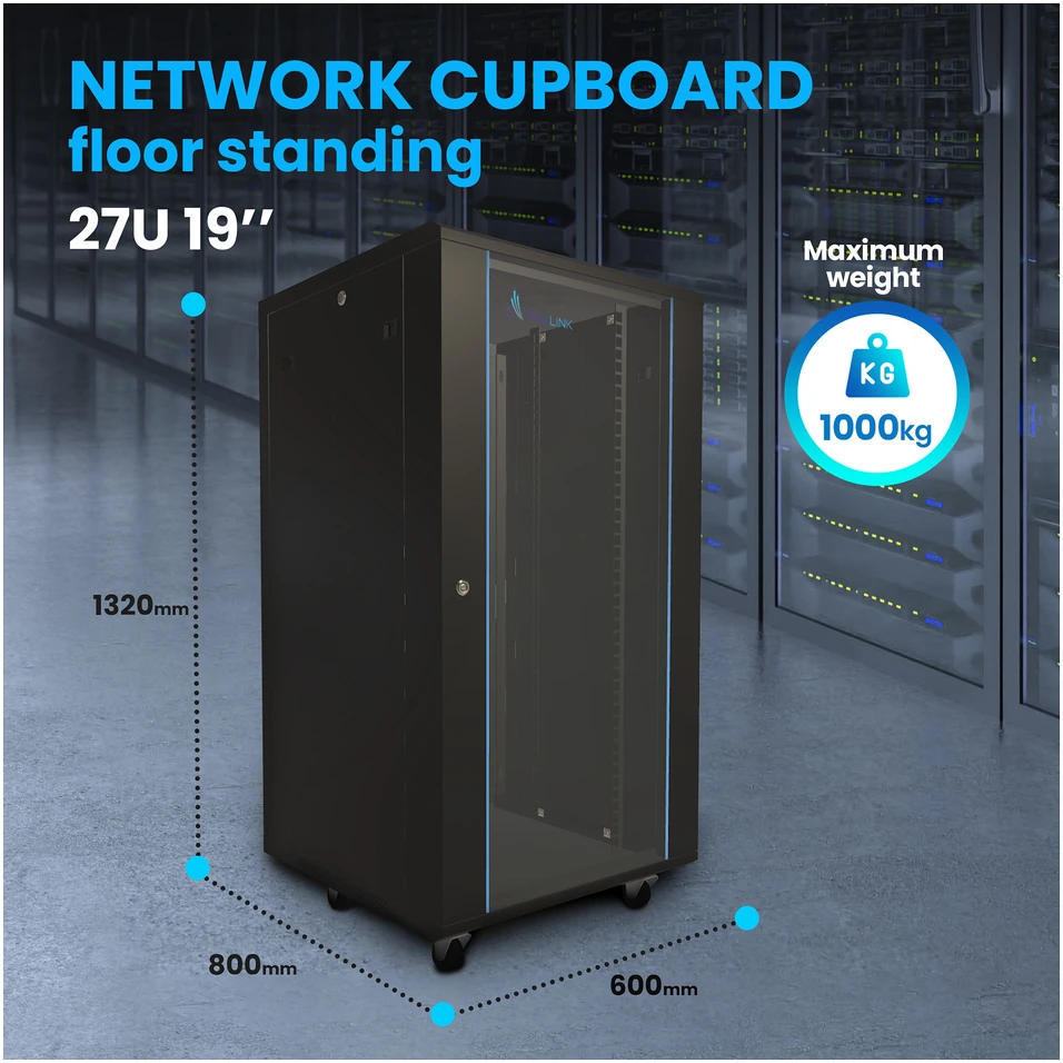 EXTRALINK 27U 600X800 stovima spintelė juodas
