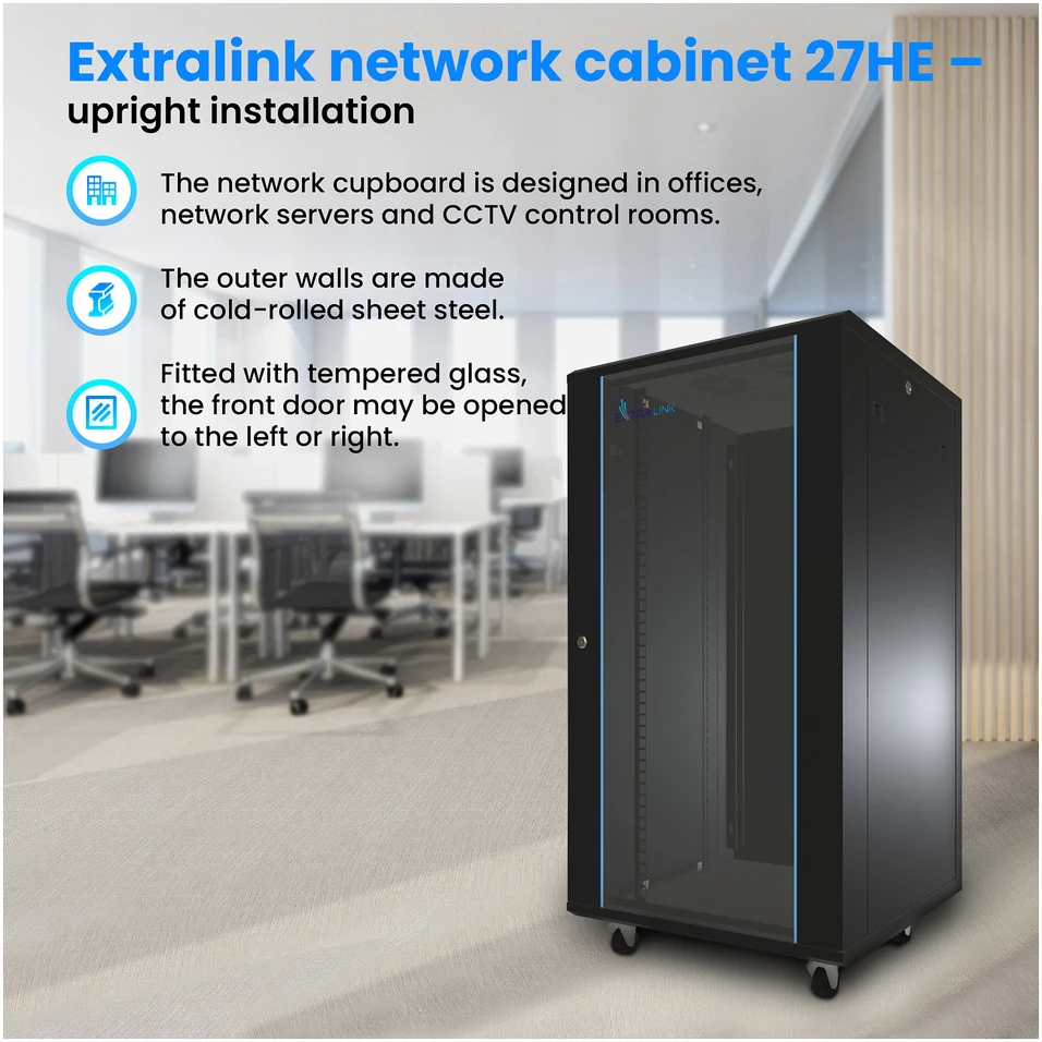 EXTRALINK 27U 600X800 stovima spintelė juodas