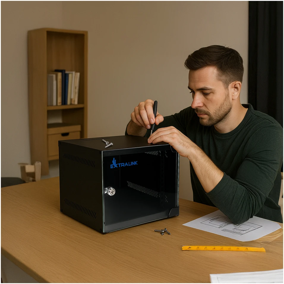 „Extralink Lite“ 4U 10" 280X310 prie sienos montuojama spintelė, juoda
